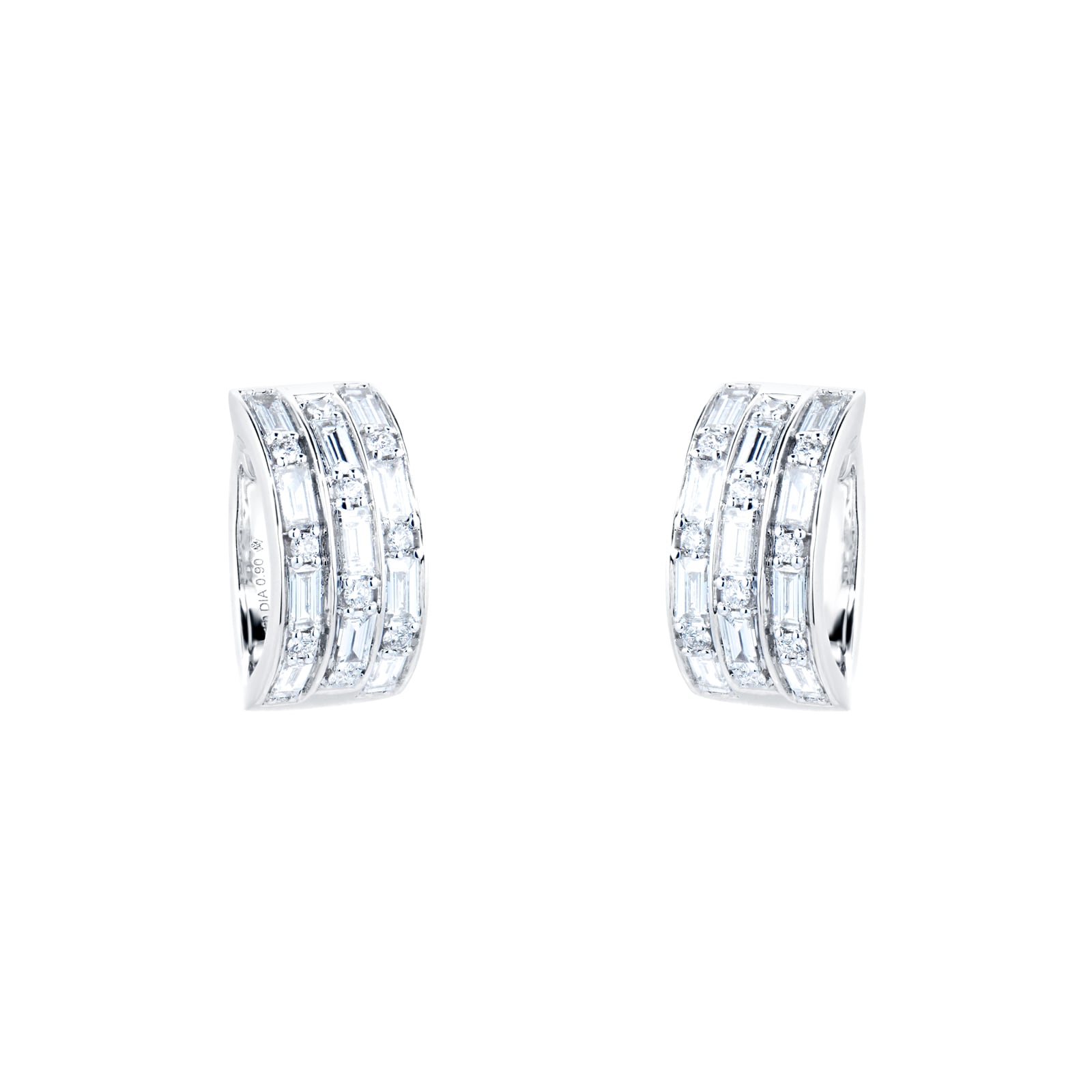 Renee 18ct White Gold 0.68cttw Three Row Diamond Hoop Earrings