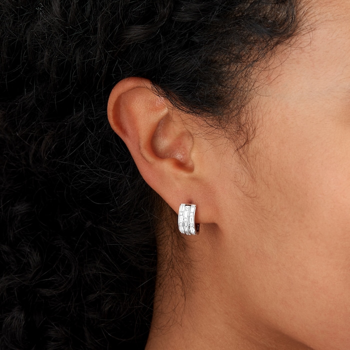 Mappin & Webb Renee 18ct White Gold 0.68cttw Three Row Diamond Hoop Earrings