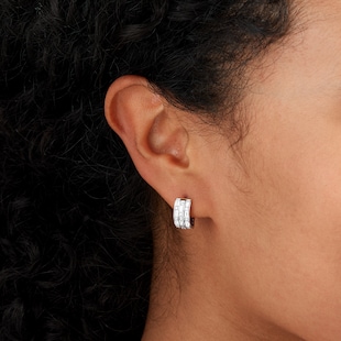 Mappin & Webb Renee 18ct White Gold 0.68cttw Three Row Diamond Hoop Earrings