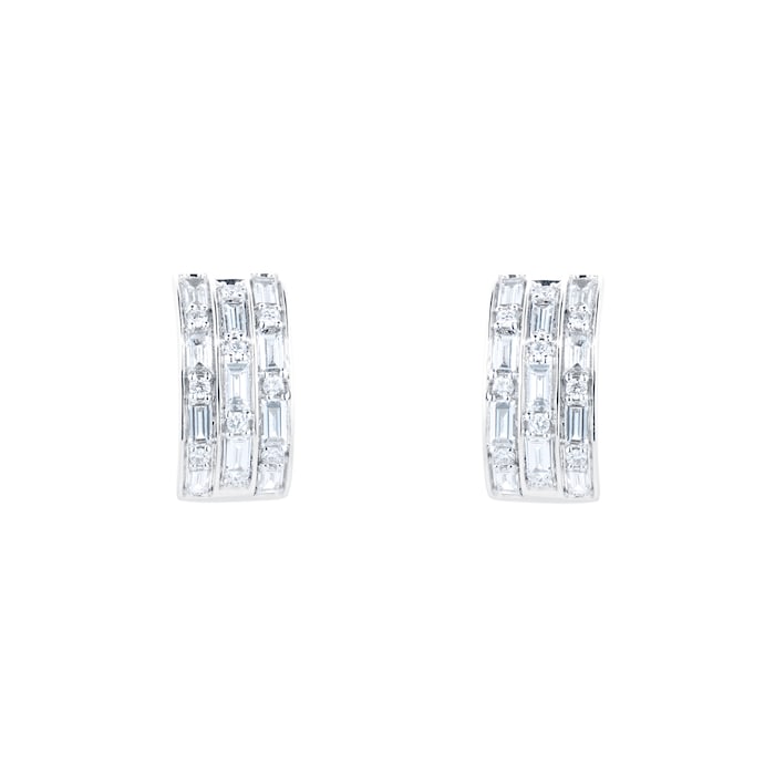 Mappin & Webb Renee 18ct White Gold 0.68cttw Three Row Diamond Hoop Earrings