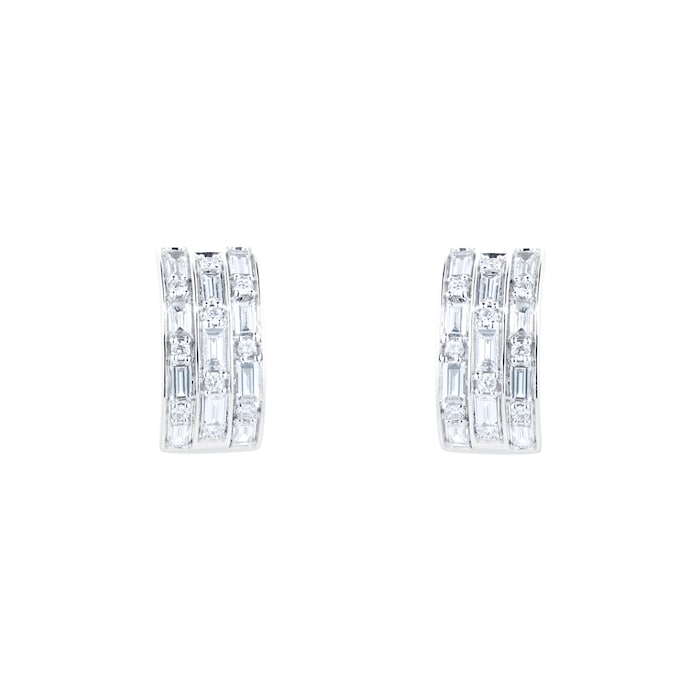Mappin & Webb Renee 18ct White Gold 0.68cttw Three Row Diamond Hoop Earrings