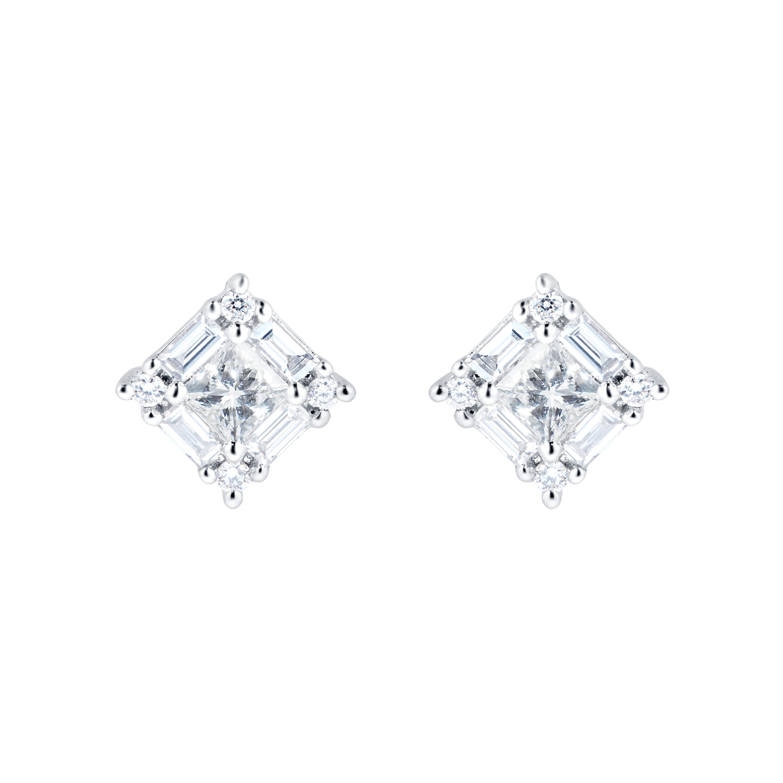 Renee 18ct White Gold 0.68cttw Mixed Cut Diamond Stud Earrings