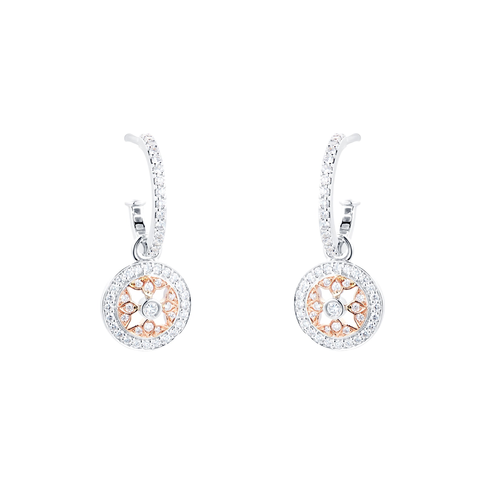 Mappin & Webb Empress 18ct White & Rose Gold 0.64cttw Diamond Earrings