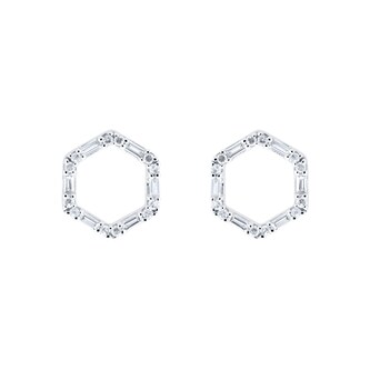 Goldsmiths 9ct White Gold 0.20ct Open Hexagon Stud Earrings