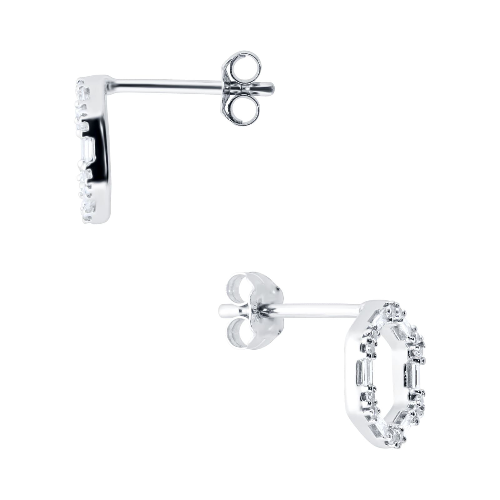 Goldsmiths 9ct White Gold 0.20ct Open Hexagon Stud Earrings Goldsmiths 9ct White Gold 0.20ct Open Hexagon Stud Earrings