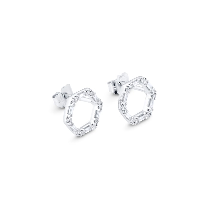 Goldsmiths 9ct White Gold 0.20ct Open Hexagon Stud Earrings