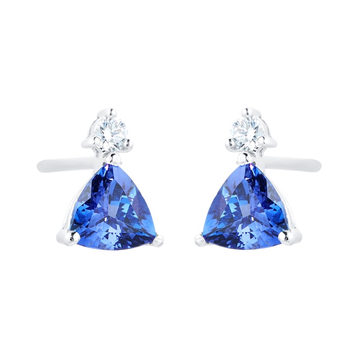 Mappin & Webb 18ct White Gold Tanzanite & 0.11cttw Diamond Stud Earrings