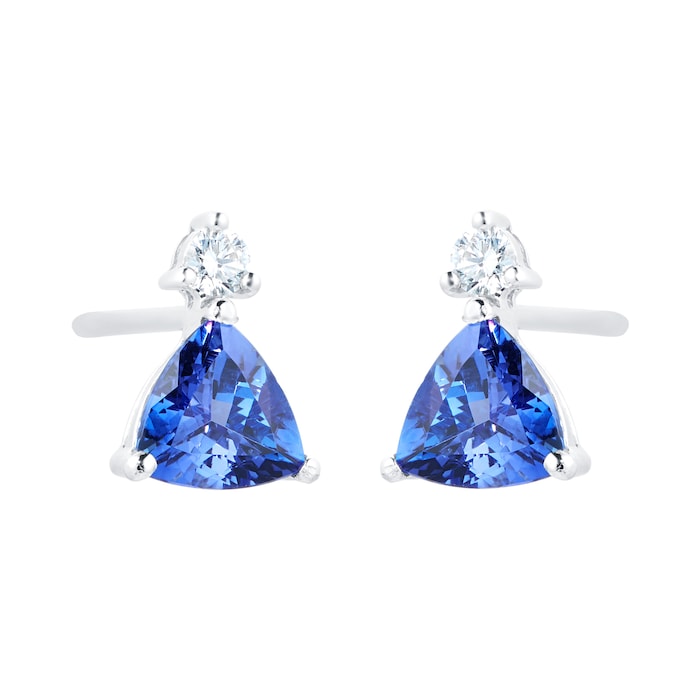 Mappin & Webb 18ct White Gold Tanzanite  & 0.11cttw Diamond Stud Earrings