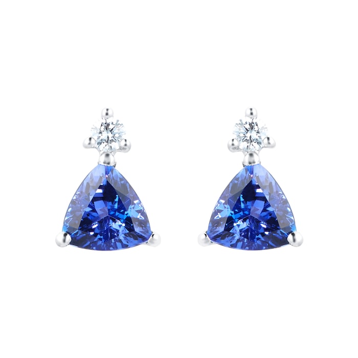 Mappin & Webb 18ct White Gold Tanzanite & 0.11cttw Diamond Stud Earrings