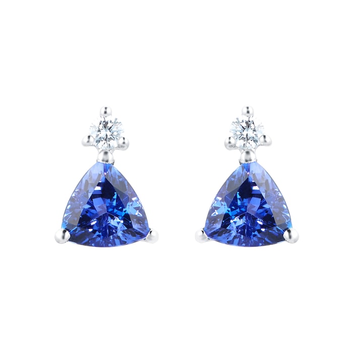 Mappin & Webb 18ct White Gold Tanzanite  & 0.11cttw Diamond Stud Earrings