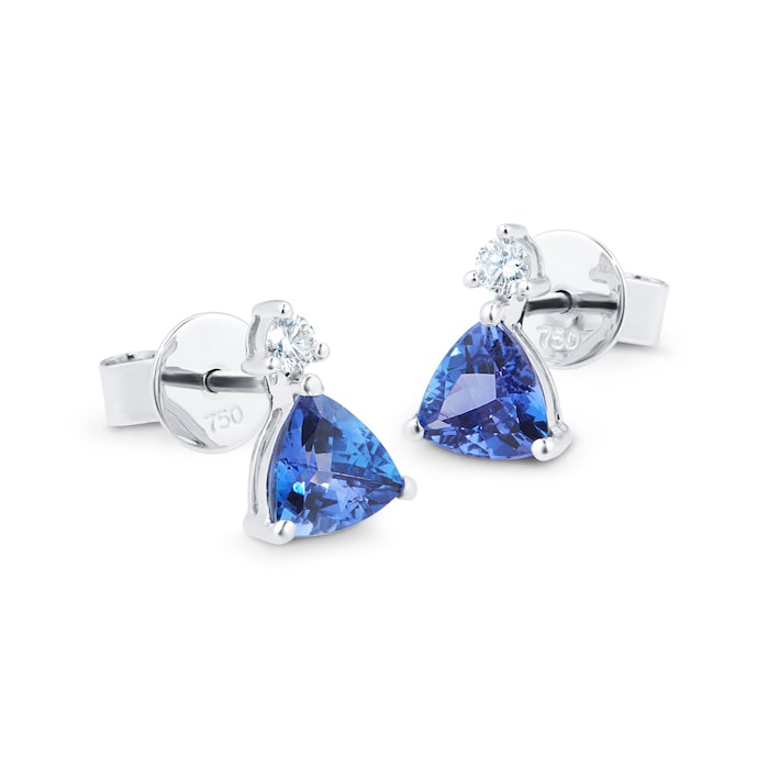 Mappin & Webb 18ct White Gold Tanzanite & 0.11cttw Diamond Stud Earrings