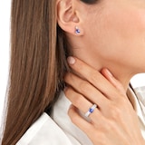 Mappin & Webb 18ct White Gold Tanzanite  & 0.11cttw Diamond Stud Earrings