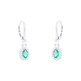 Mappin & Webb 18ct White Gold Emerald & 0.39cttw Diamond Drop Earrings