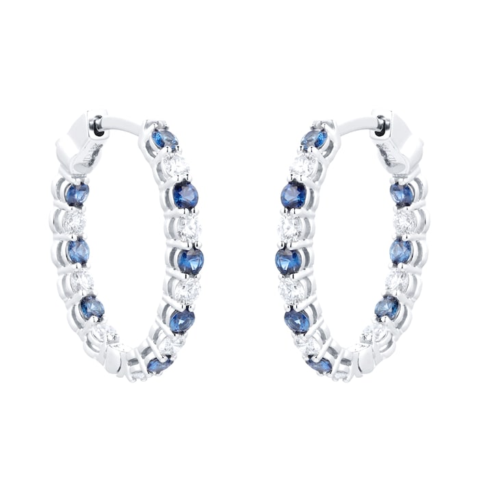 Mappin & Webb 18ct White Gold Sapphire & Diamond Hoop Earrings