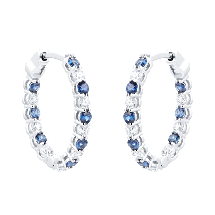 Mappin & Webb 18ct White Gold Sapphire & Diamond Hoop Earrings