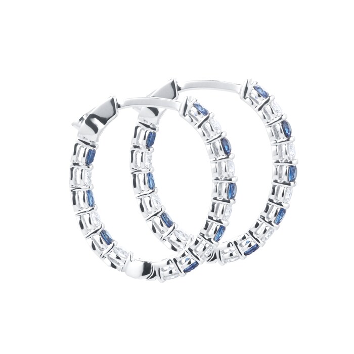 Mappin & Webb 18ct White Gold Sapphire & Diamond Hoop Earrings