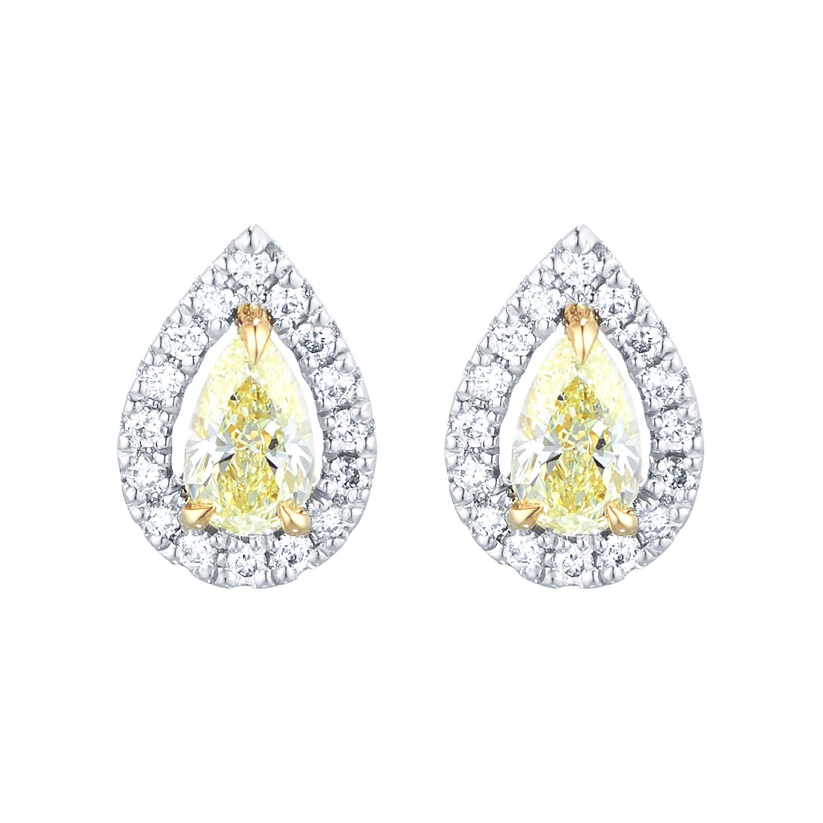 18ct White Gold 0.82cttw Yellow Diamond Stud Earrings