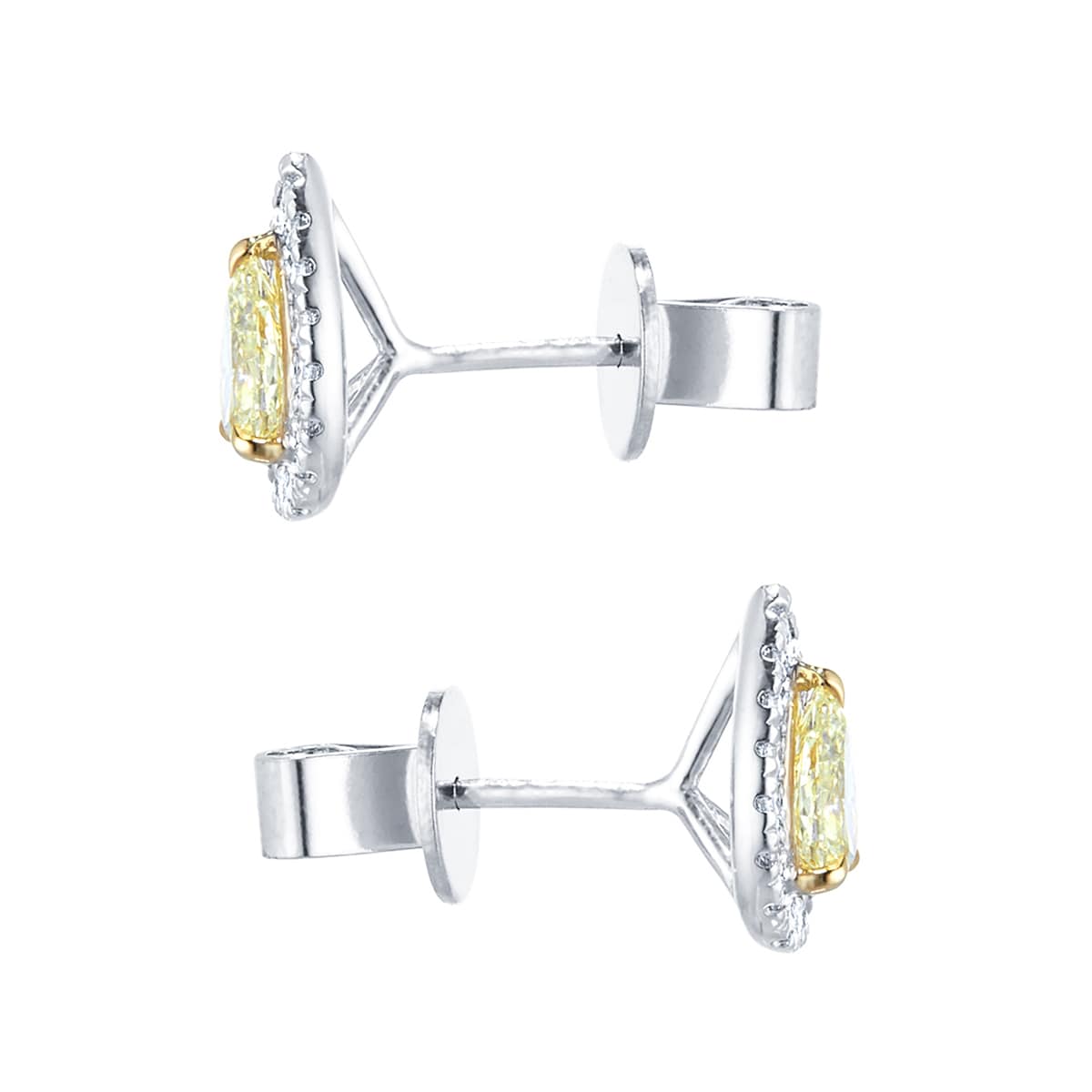 Mappin & Webb 18ct White Gold 0.82cttw Yellow Diamond Stud Earrings