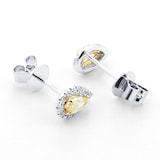 Mappin & Webb 18ct White Gold 0.82cttw Yellow Diamond Stud Earrings