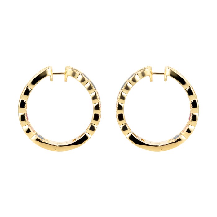 Mappin & Webb 18ct Yellow Gold Sapphire & Diamond Rainbow Hoop Earrings