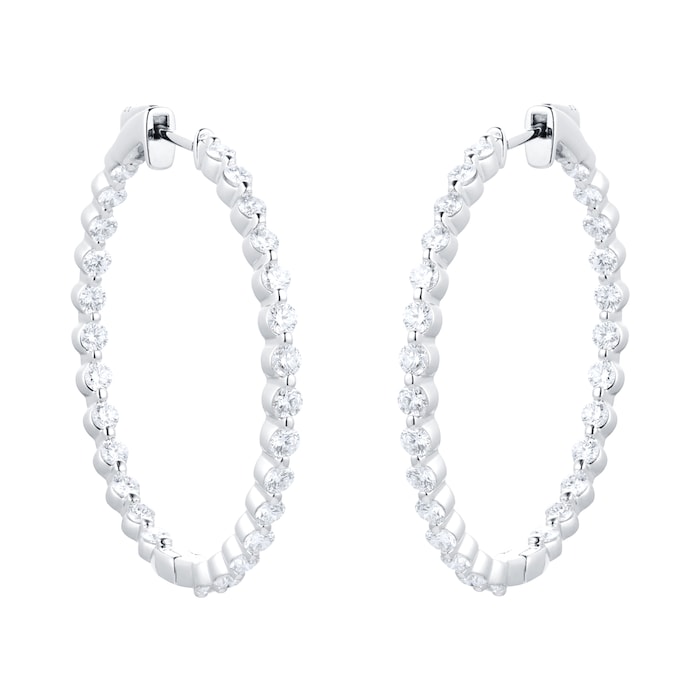 Mappin & Webb 18ct White Gold 2.43cttw Diamond Hoop Earrings