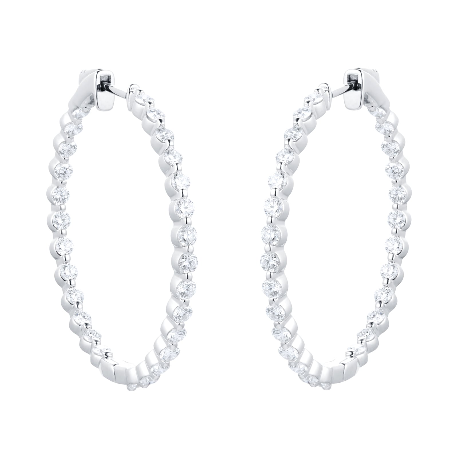 Mappin & Webb 18ct White Gold 2.43cttw Diamond Hoop Earrings
