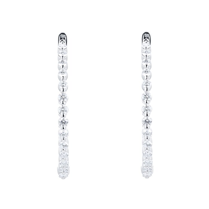 Mappin & Webb 18ct White Gold 2.43cttw Diamond Hoop Earrings