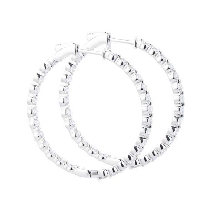 Mappin & Webb 18ct White Gold 2.43cttw Diamond Hoop Earrings