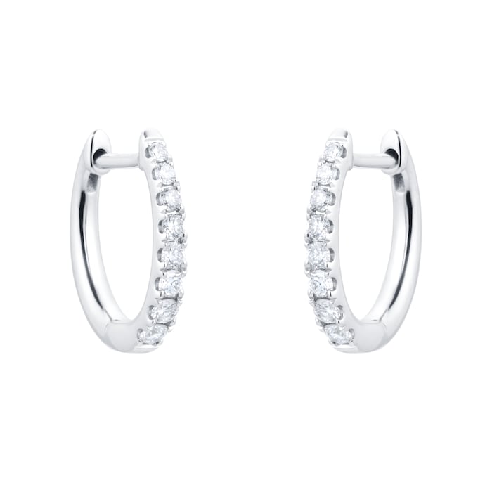 Goldsmiths 9ct White Gold 0.20cttw Diamond Claw Set Hoop Earrings
