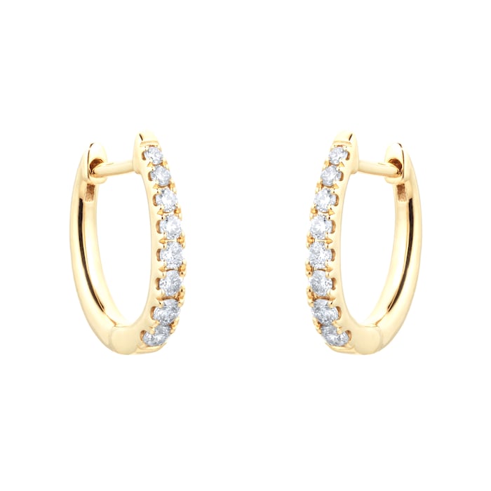 Goldsmiths 9ct Yellow Gold 0.20cttw Diamond Claw Set Hoop Earrings ...