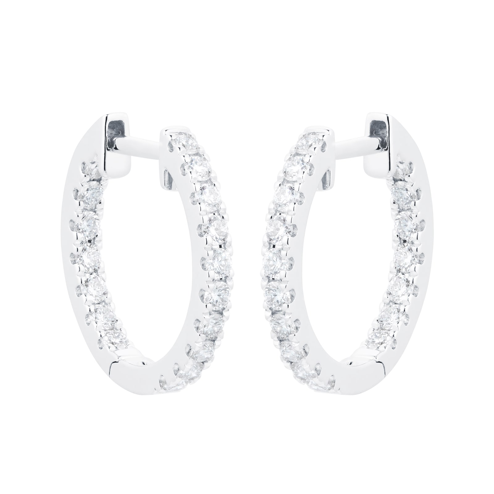 Mappin & Webb 18ct White Gold 15mm 0.50cttw Diamond Hoop Earrings Mappin & Webb 18ct White Gold 15mm 0.50cttw Diamond Hoop Earrings