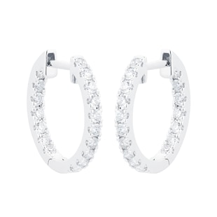 Mappin & Webb 18ct White Gold 15mm 0.50cttw Diamond Hoop Earrings