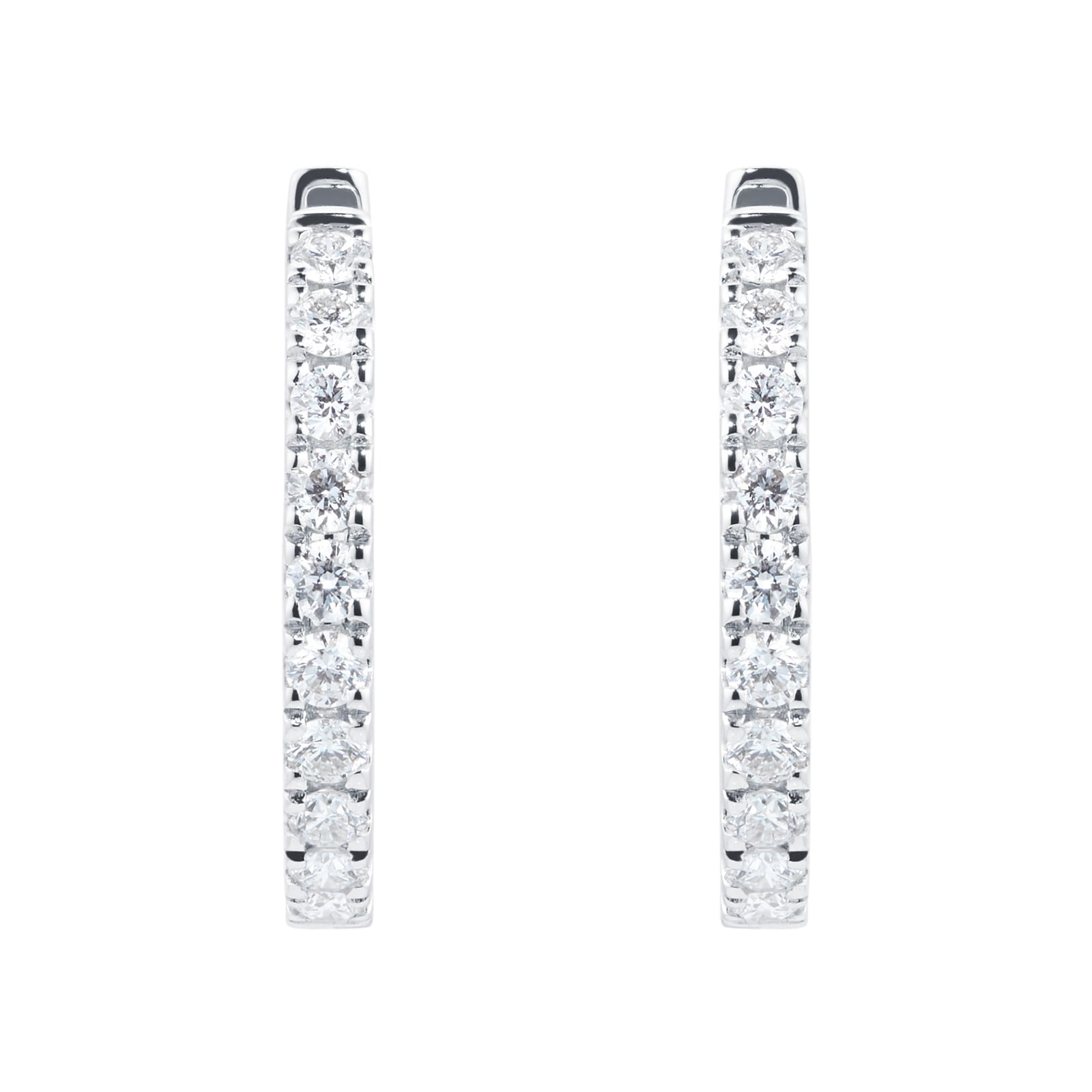 Mappin & Webb 18ct White Gold 15mm 0.50cttw Diamond Hoop Earrings Mappin & Webb 18ct White Gold 15mm 0.50cttw Diamond Hoop Earrings