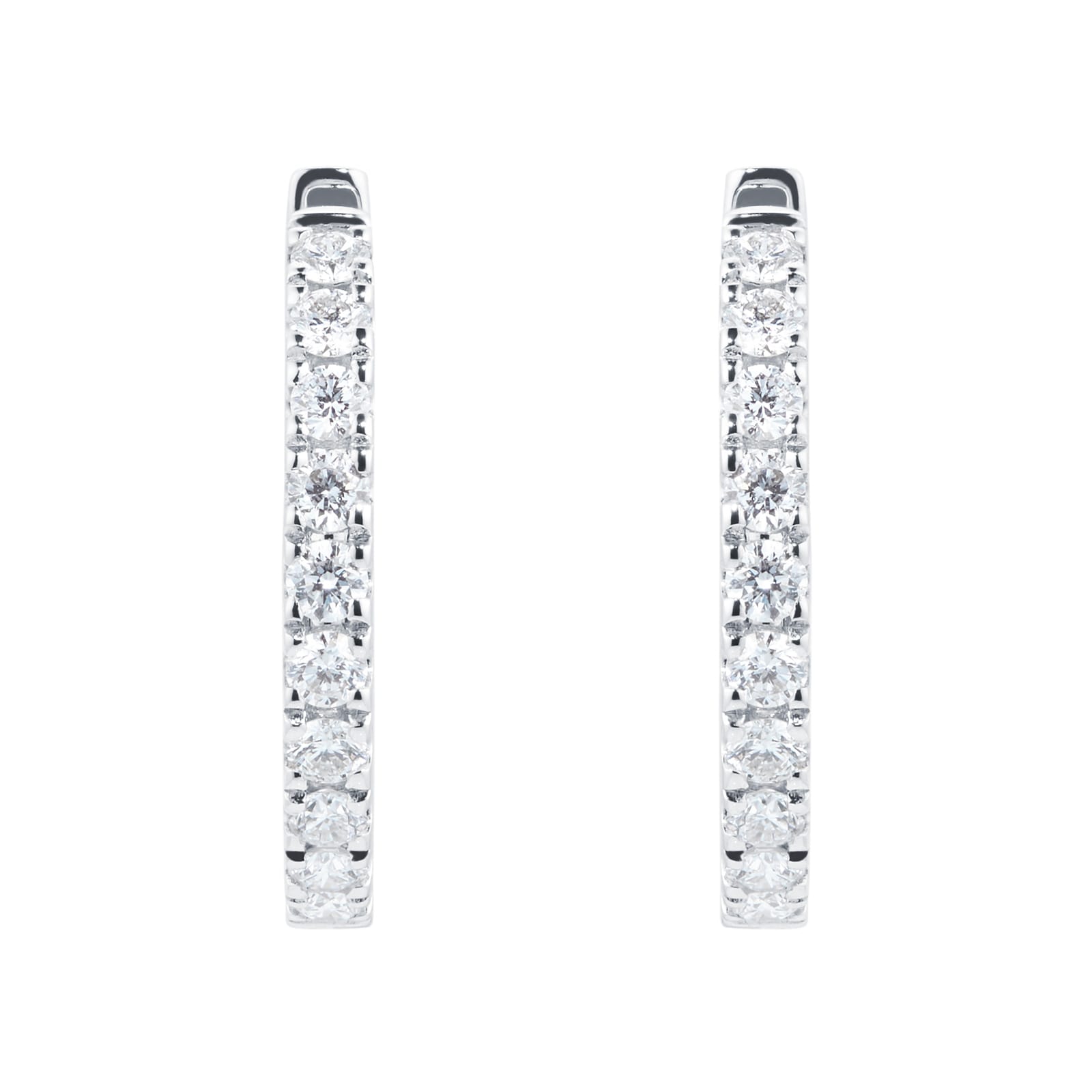 Mappin & Webb 18ct White Gold 15mm 0.50cttw Diamond Hoop Earrings