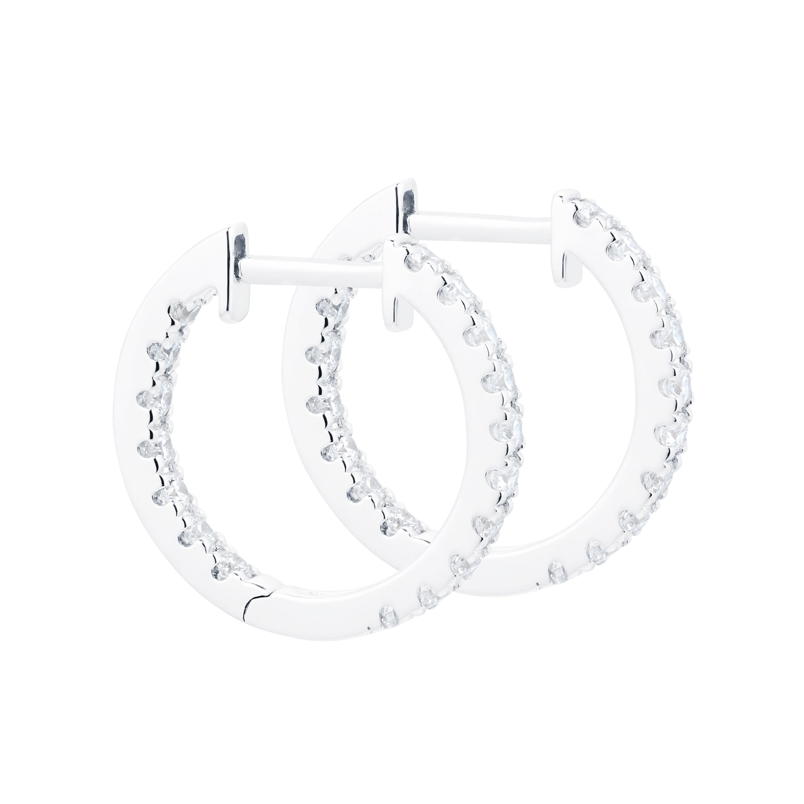 Mappin & Webb 18ct White Gold 15mm 0.50cttw Diamond Hoop Earrings Mappin & Webb 18ct White Gold 15mm 0.50cttw Diamond Hoop Earrings