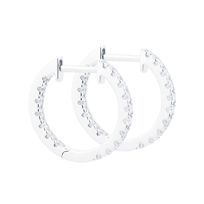 Mappin & Webb 18ct White Gold 15mm 0.50cttw Diamond Hoop Earrings