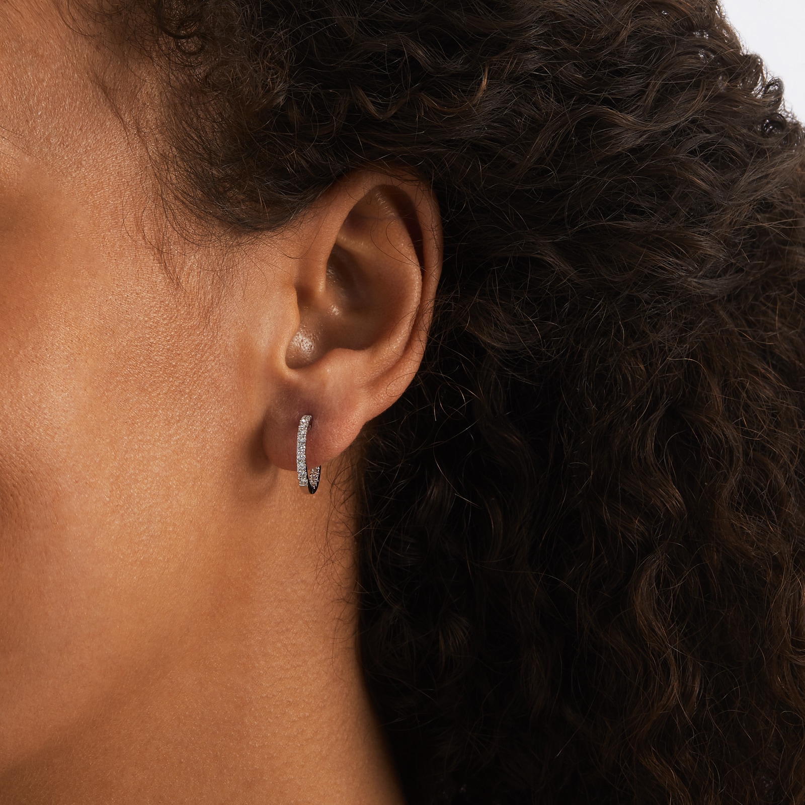 Mappin & Webb 18ct White Gold 15mm 0.50cttw Diamond Hoop Earrings Mappin & Webb 18ct White Gold 15mm 0.50cttw Diamond Hoop Earrings