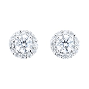 Goldsmiths 9ct White Gold 0.40cttw Diamond Halo Stud Earrings