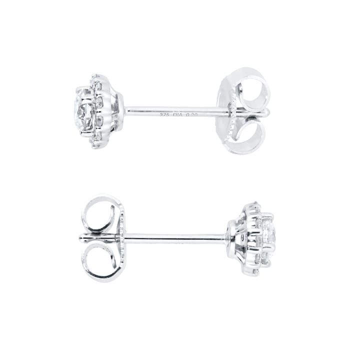 Goldsmiths 9ct White Gold 0.40cttw Diamond Halo Stud Earrings