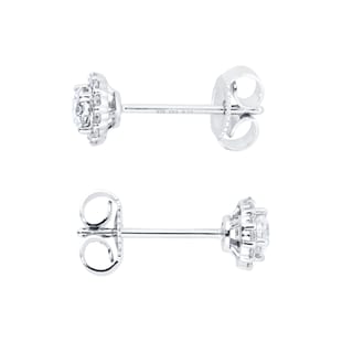 Goldsmiths 9ct White Gold 0.40cttw Diamond Halo Stud Earrings