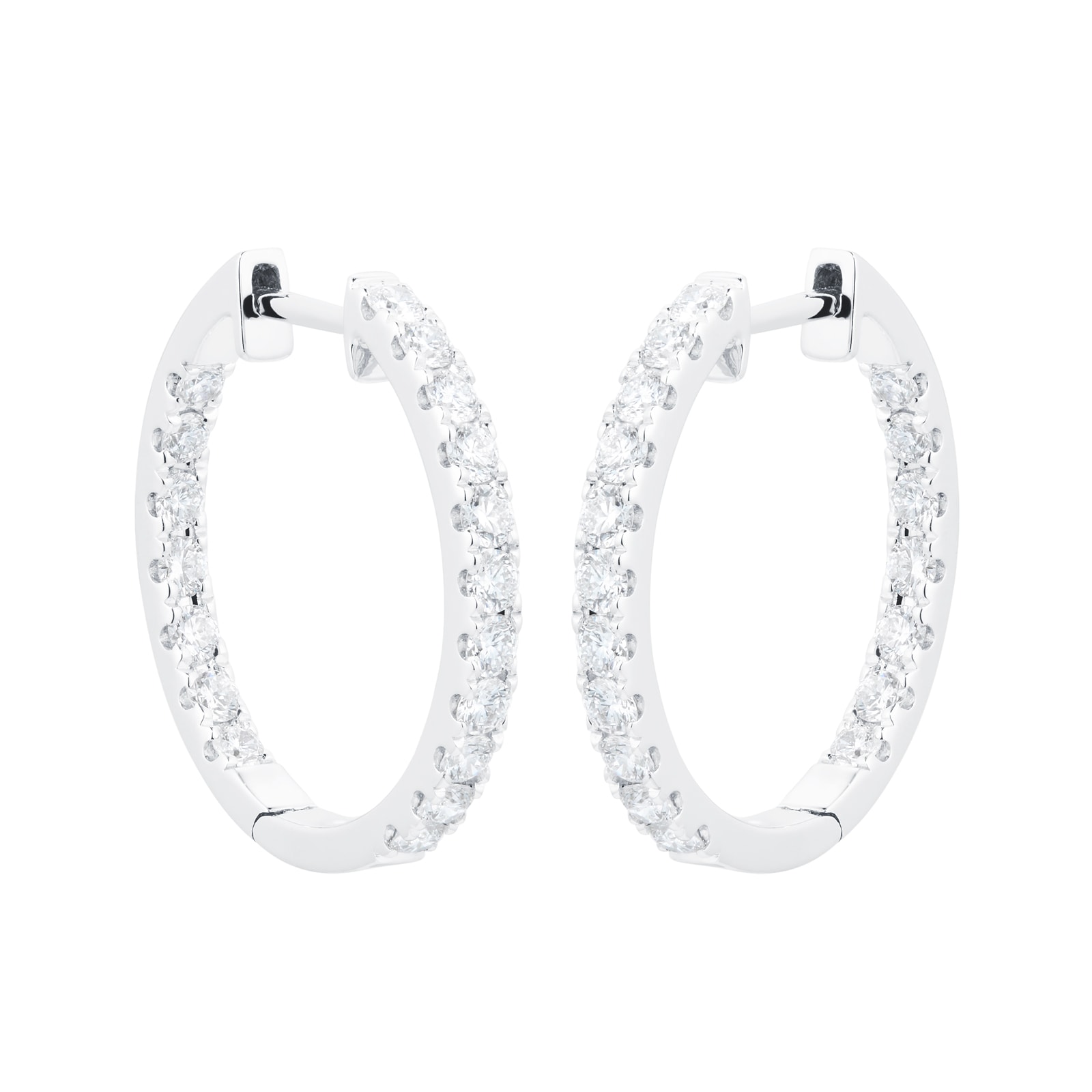 18ct White Gold 20mm 1.00cttw Diamond Hoop Earrings