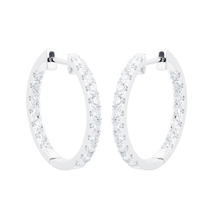 Mappin & Webb 18ct White Gold 20mm 1.00cttw Diamond Hoop Earrings