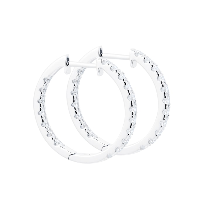 Mappin & Webb 18ct White Gold 20mm 1.00cttw Diamond Hoop Earrings