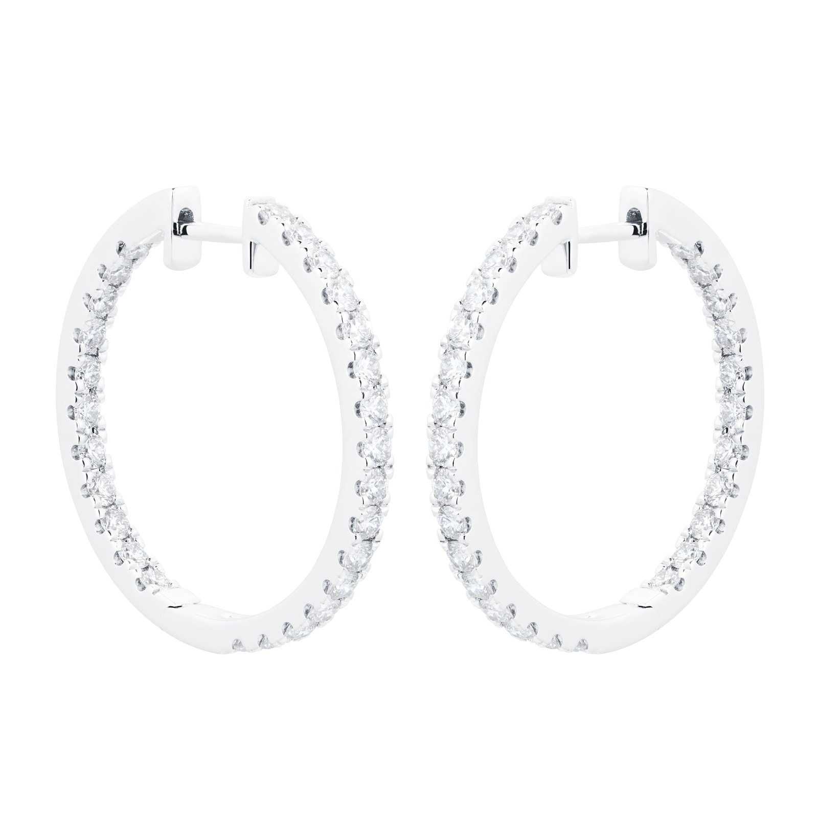 18ct White Gold 25mm 1.50cttw Diamond Hoop Earrings