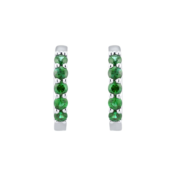 Goldsmiths 18ct White Gold Emerald Hoops