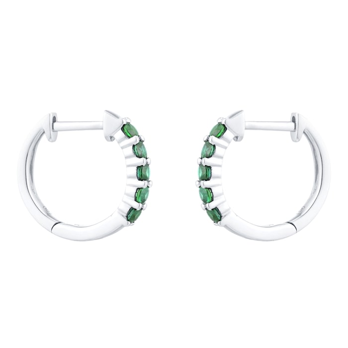 Goldsmiths 18ct White Gold Emerald Hoops