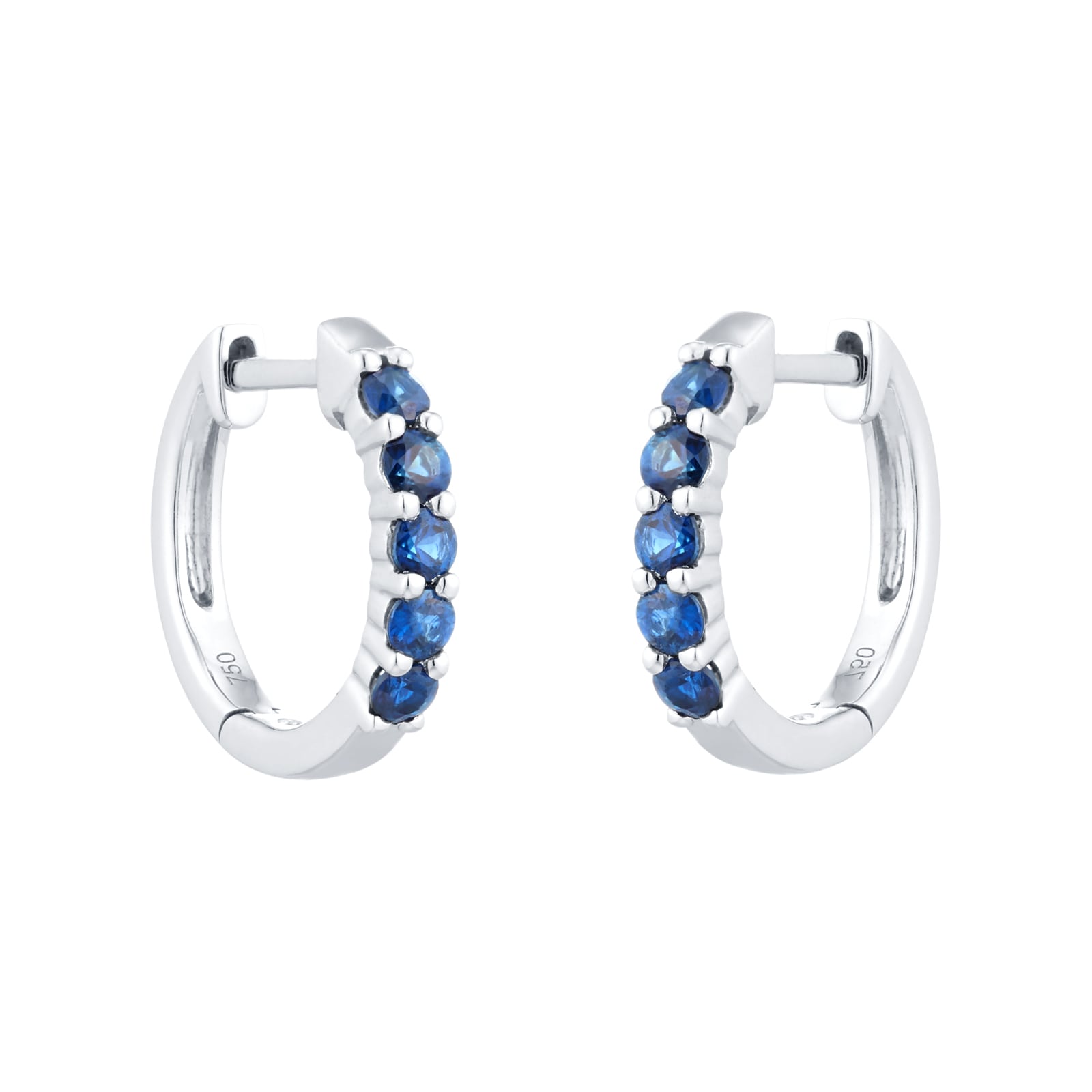 18ct White Gold Sapphire Hoop Earrings