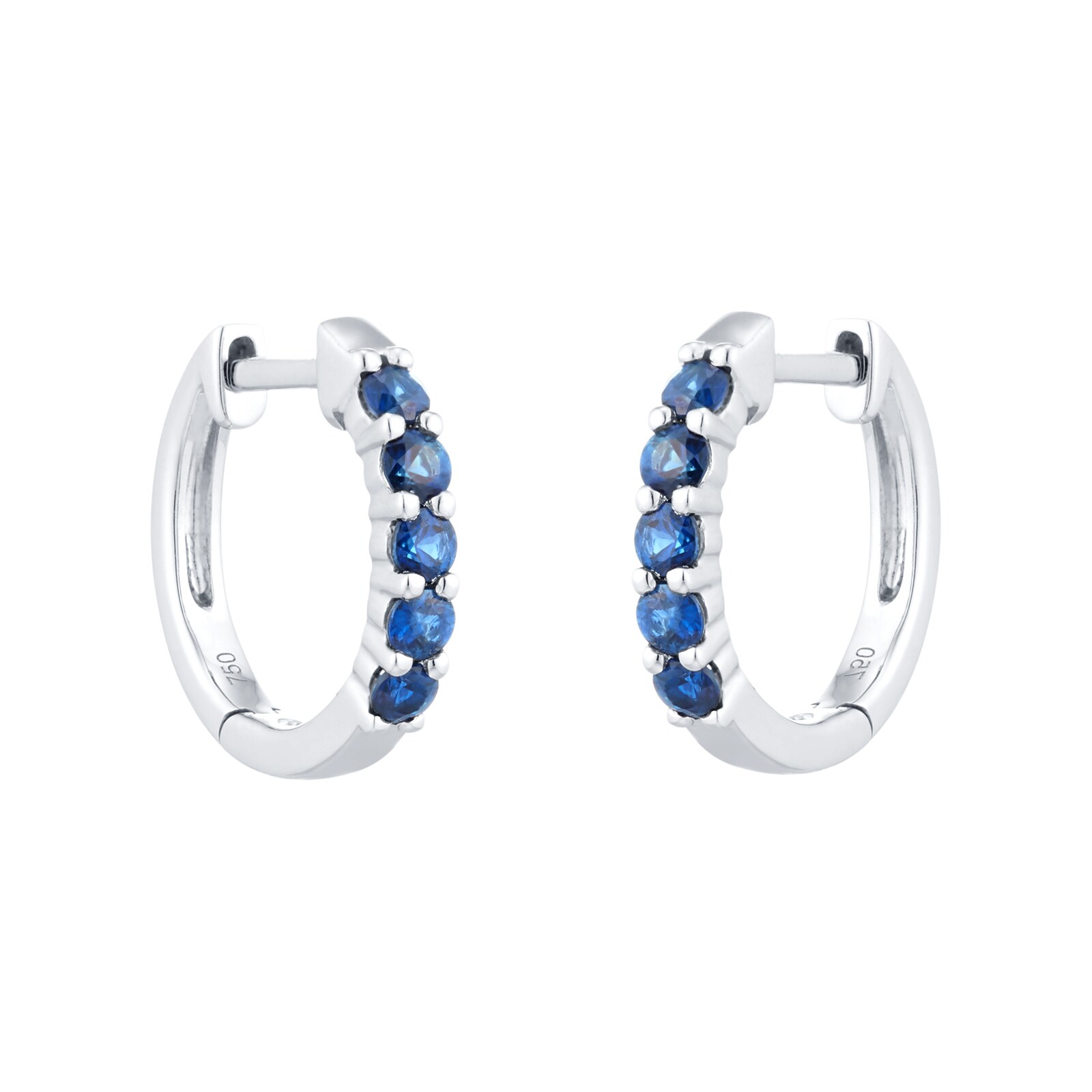 Goldsmiths 18ct White Gold Sapphire Hoop Earrings Goldsmiths 18ct White Gold Sapphire Hoop Earrings