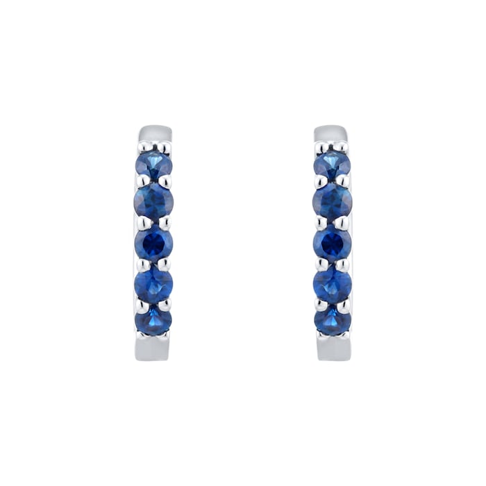 Goldsmiths 18ct White Gold Sapphire Hoop Earrings