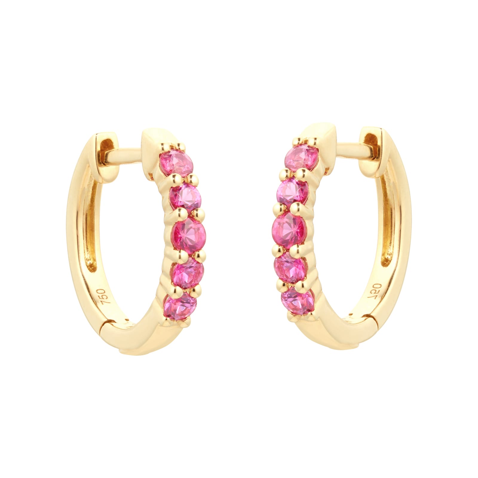 18ct Yellow Gold Ruby Hoops
